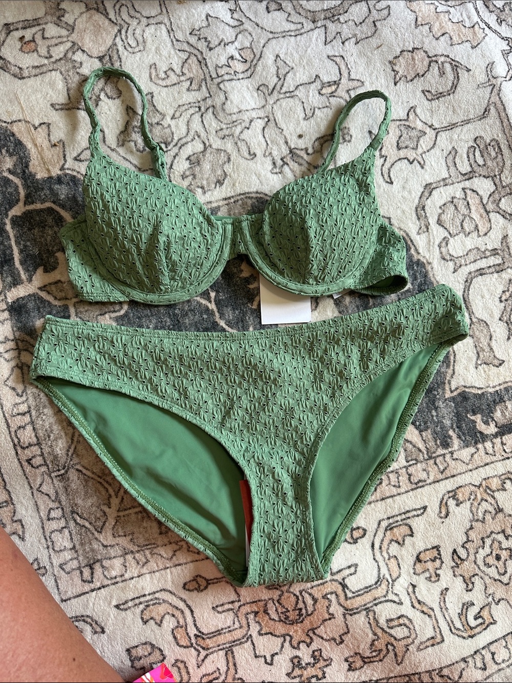 Andie Olive Green Eyelet Bikini Set NWT